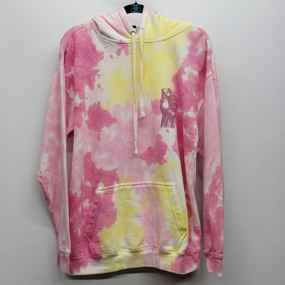 Cross Colours Power to The People Tie Dye Graphic Hoodie in Tie Dye Pink
